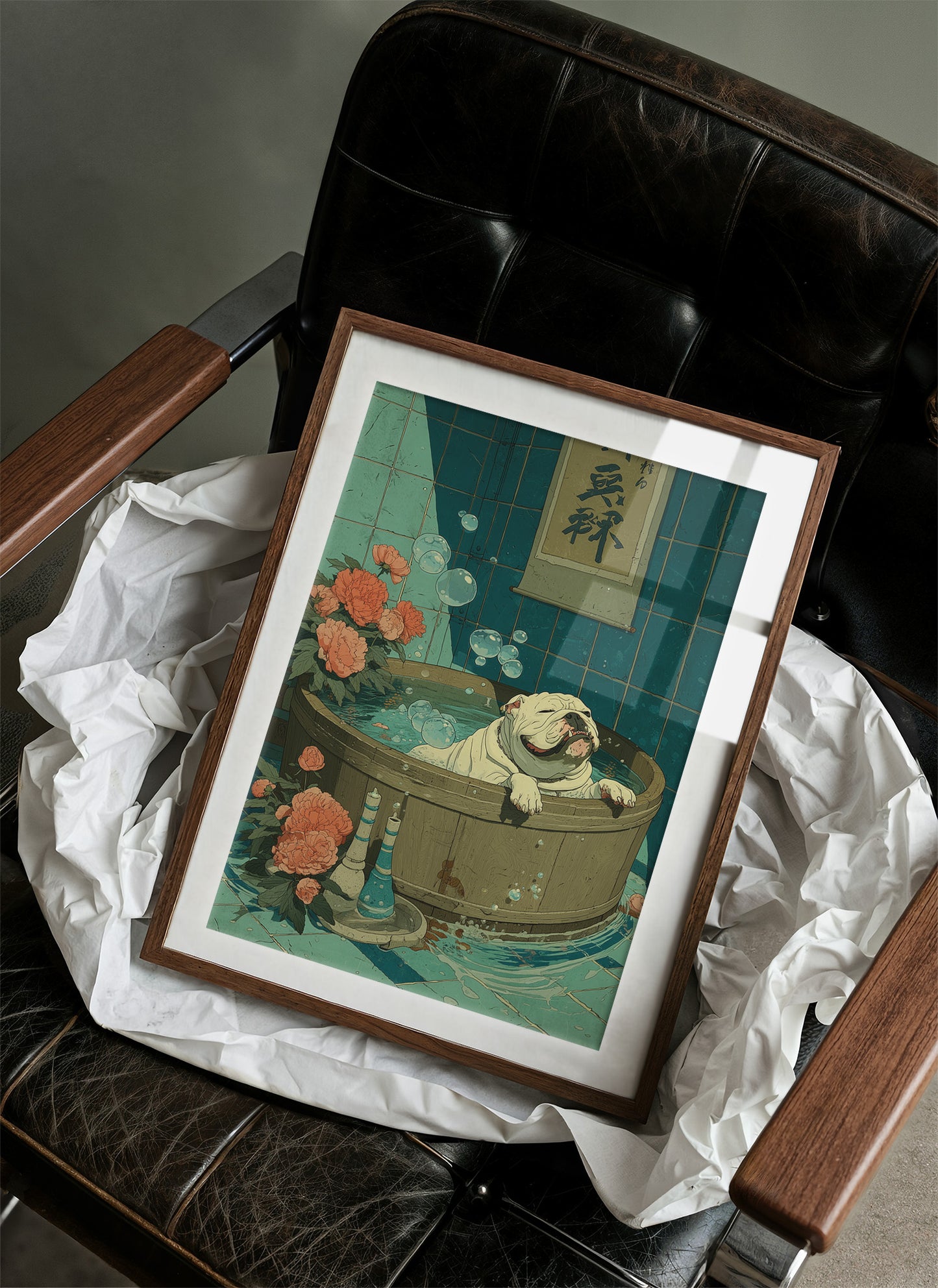 Pug's Bath Among Peach Blossoms