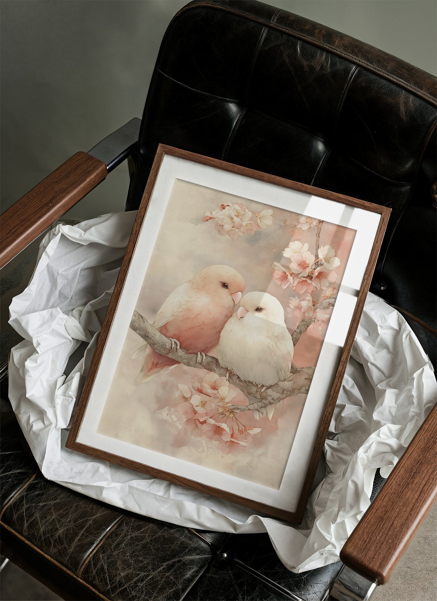 Love Birds Among Cherry Blossoms