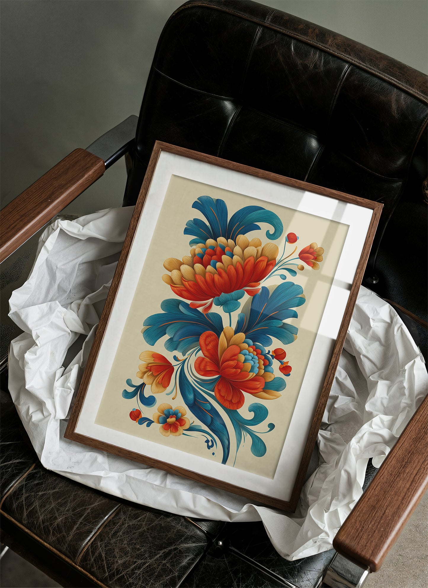 Folk Blooms Dance In Teal