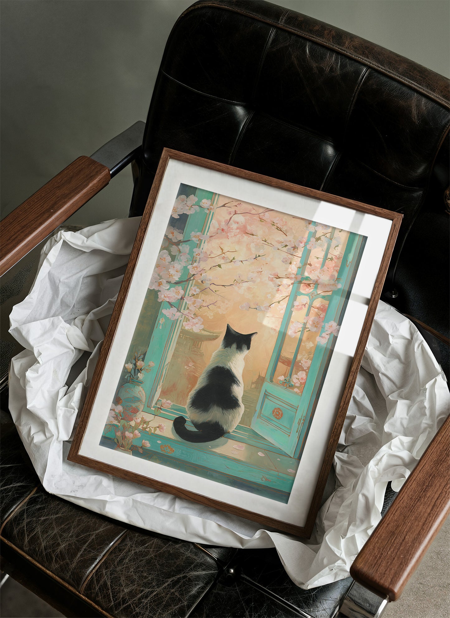 Cherry Blossoms Dance With Curious Cat