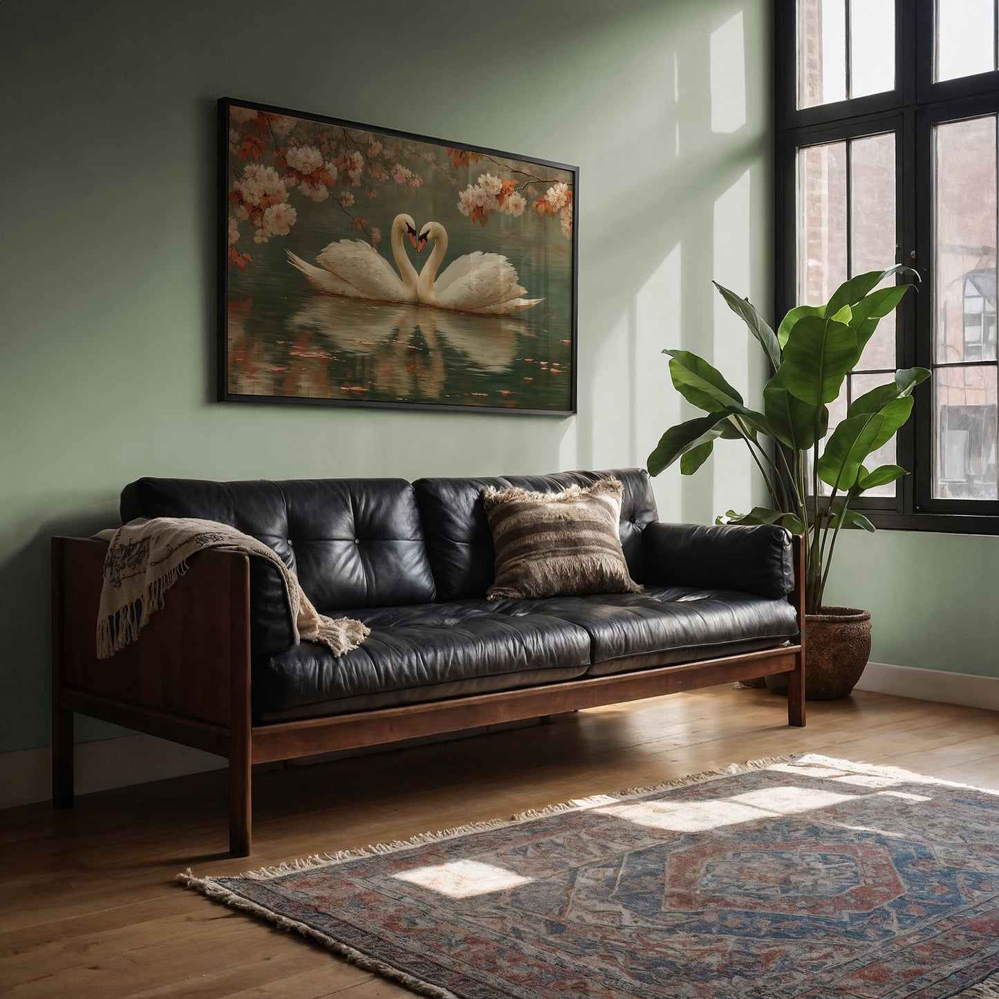 Swans Dance Under Cherry Blossoms