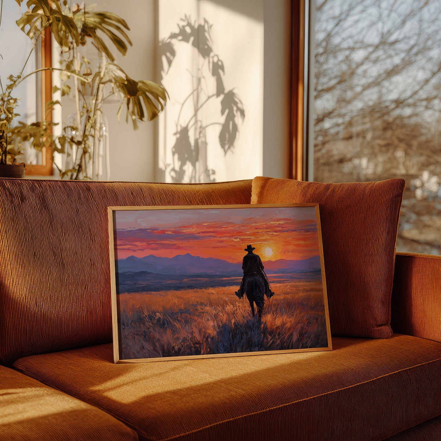 Lone Rider Meets Crimson Sky