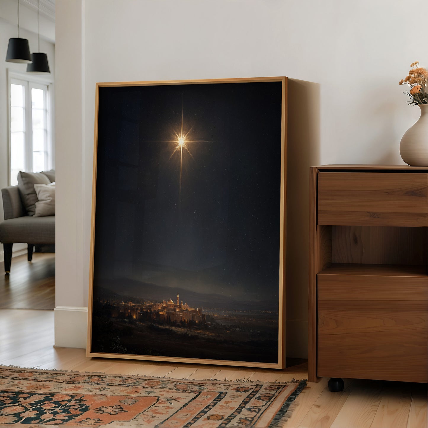 Celestial Beacon Over Ancient City