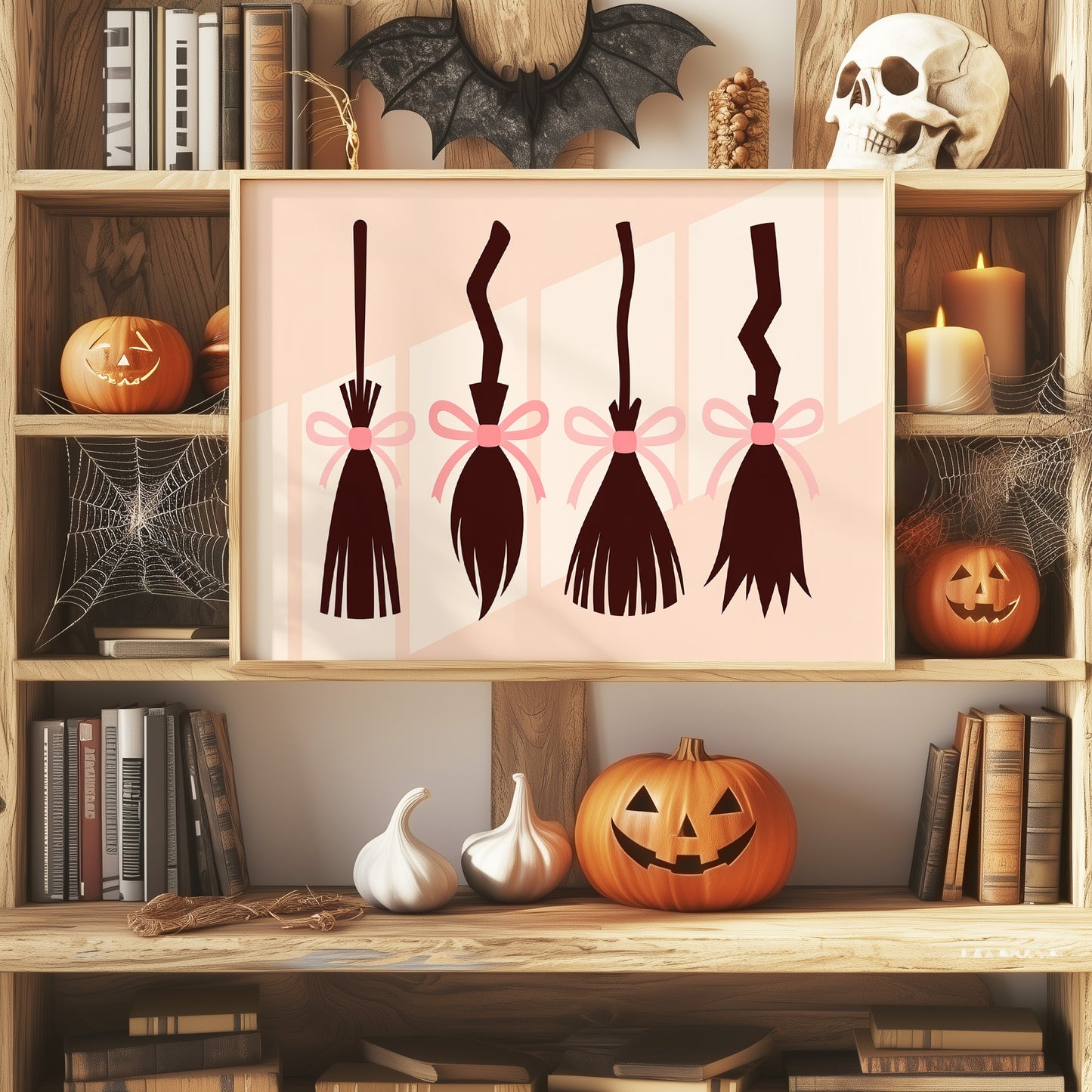 Brooms Tied With Pink Ribbons