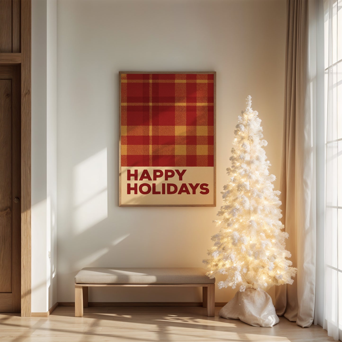 Plaid Comfort Meets Winter Light
