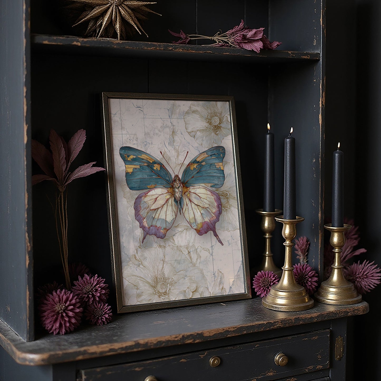 Teal Wings On Vintage Maps