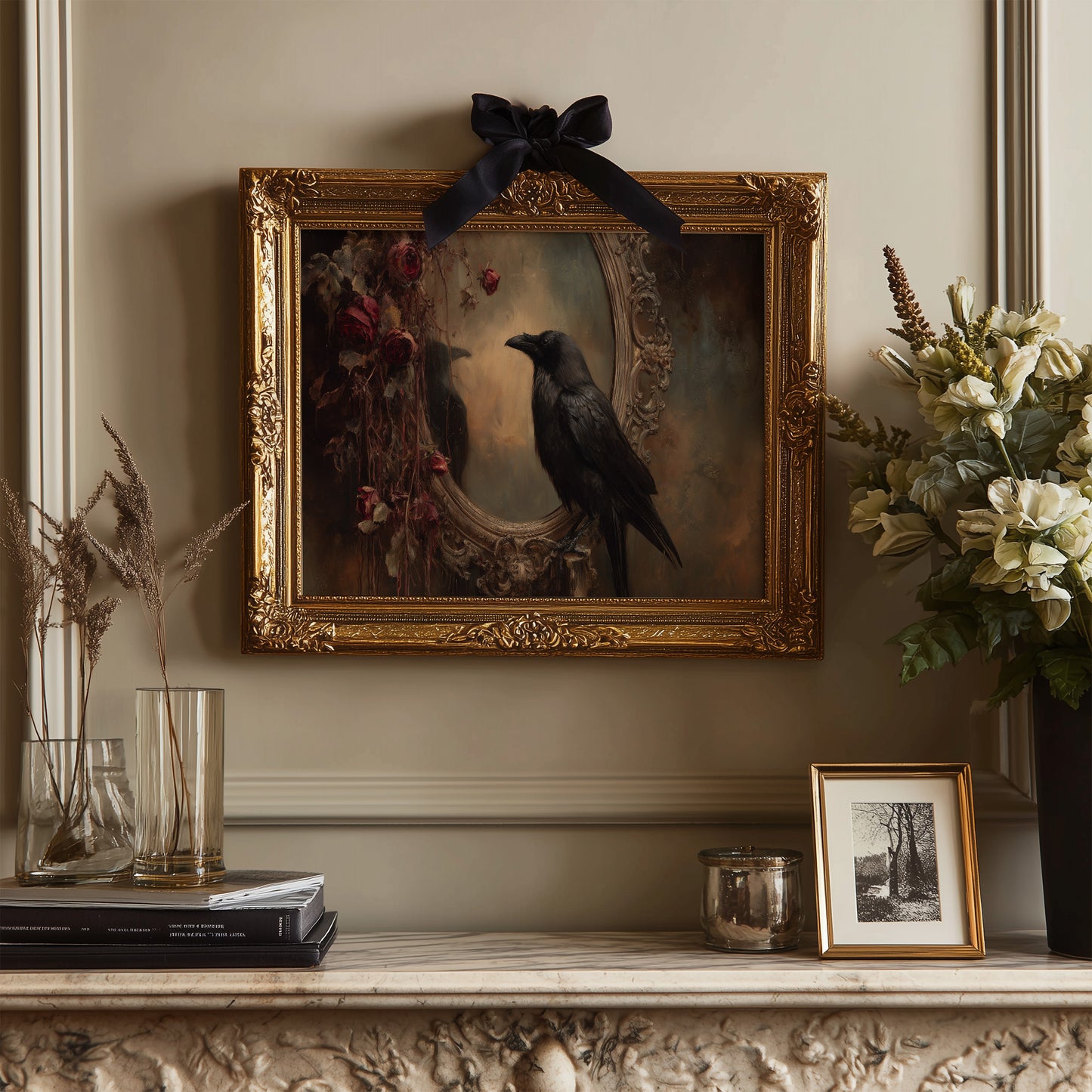 Raven Among Faded Roses