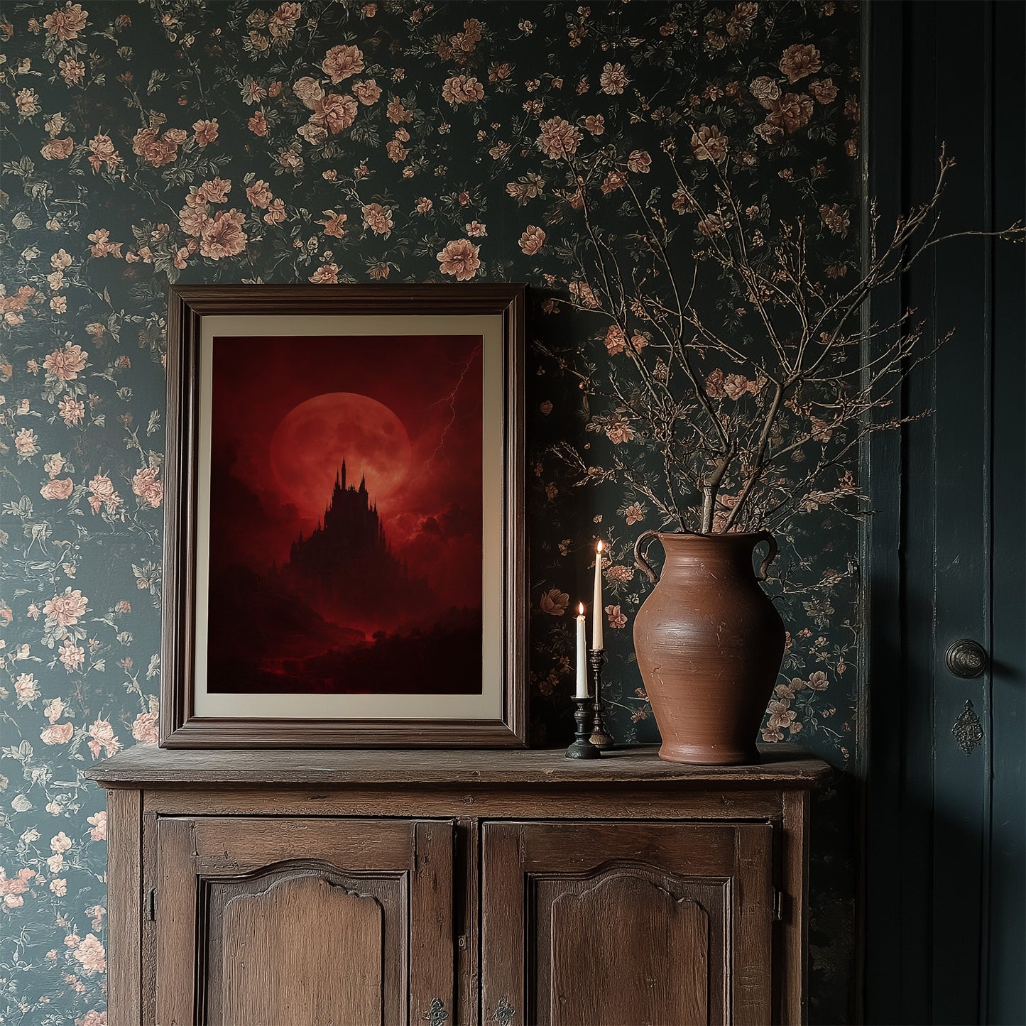 Crimson Castle Under Blood Moon