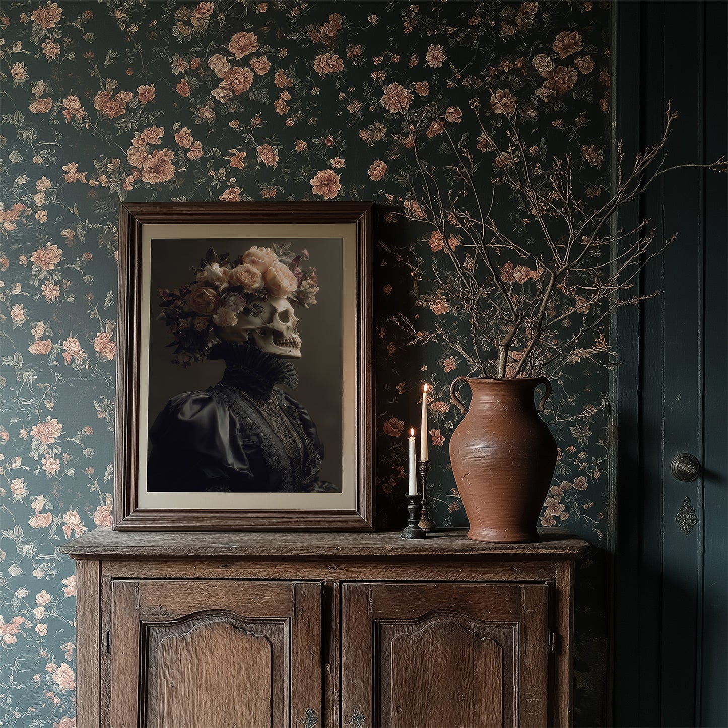 Blush Roses Crown Mortality's Frame