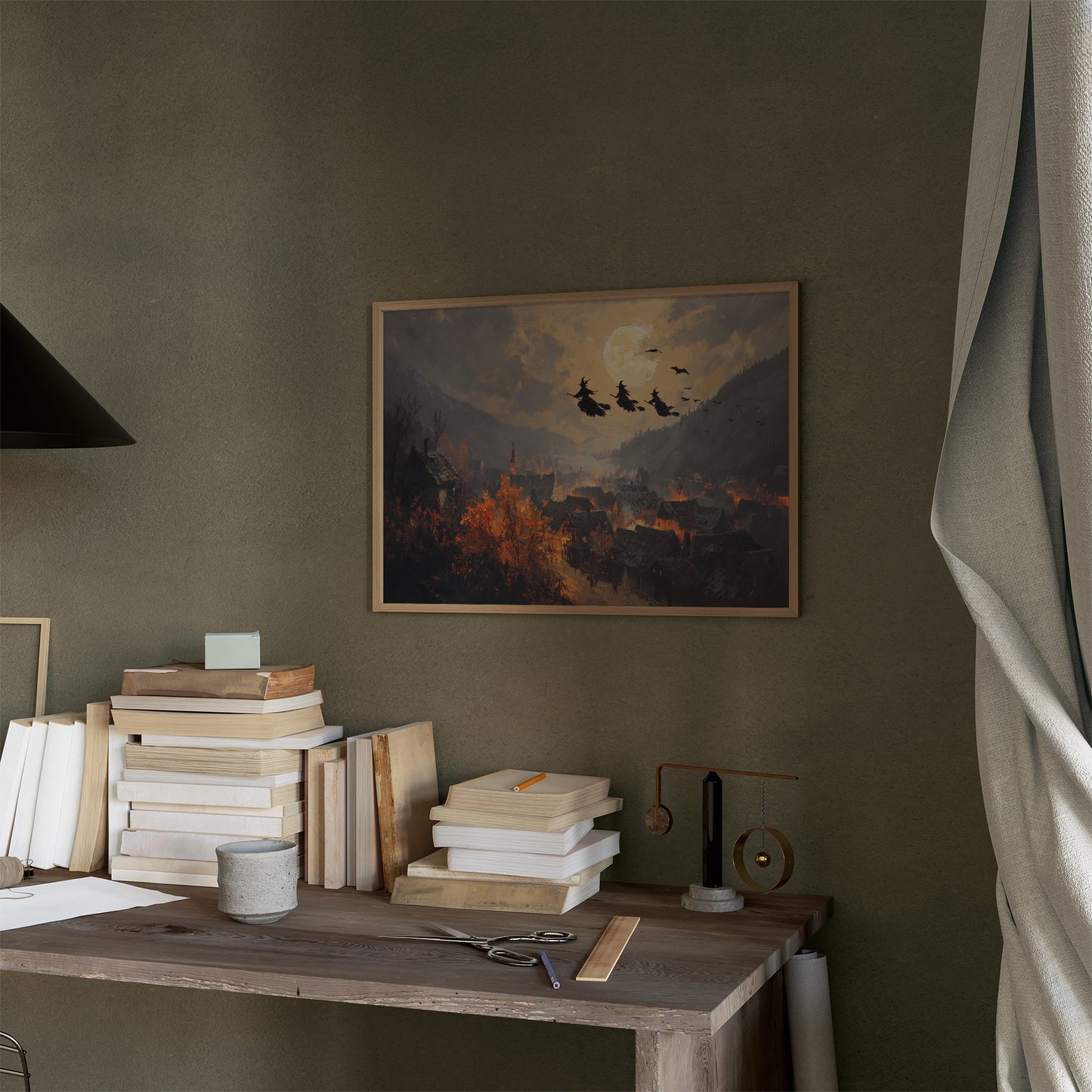 Witches Soar Over Burning Village