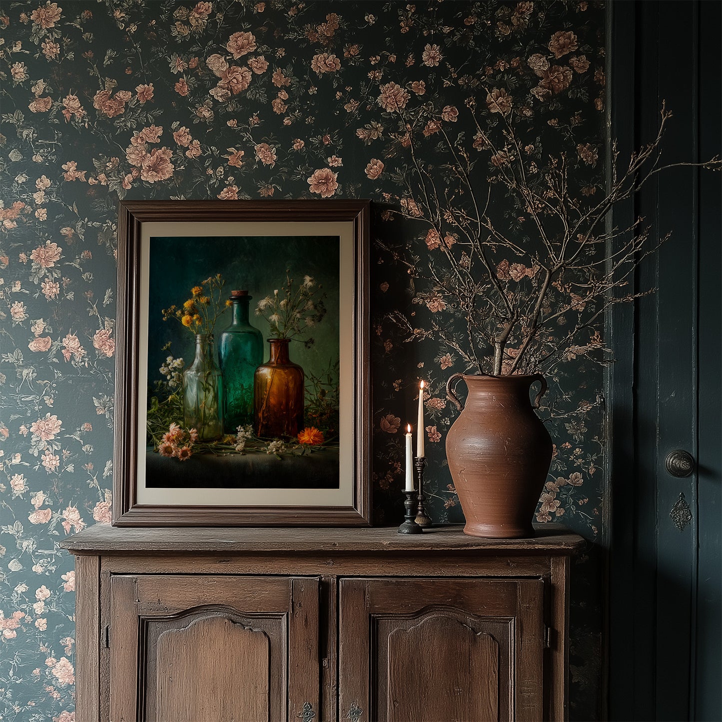 Wildflowers Caught In Vintage Glass