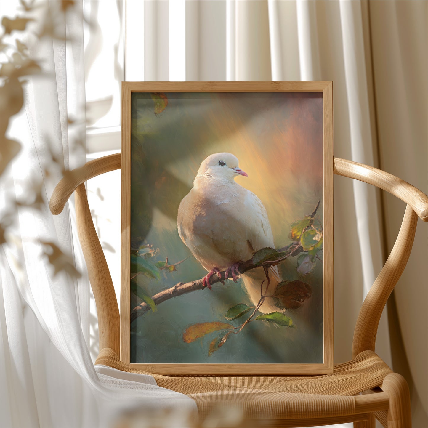 Dove Perches In Golden Hour