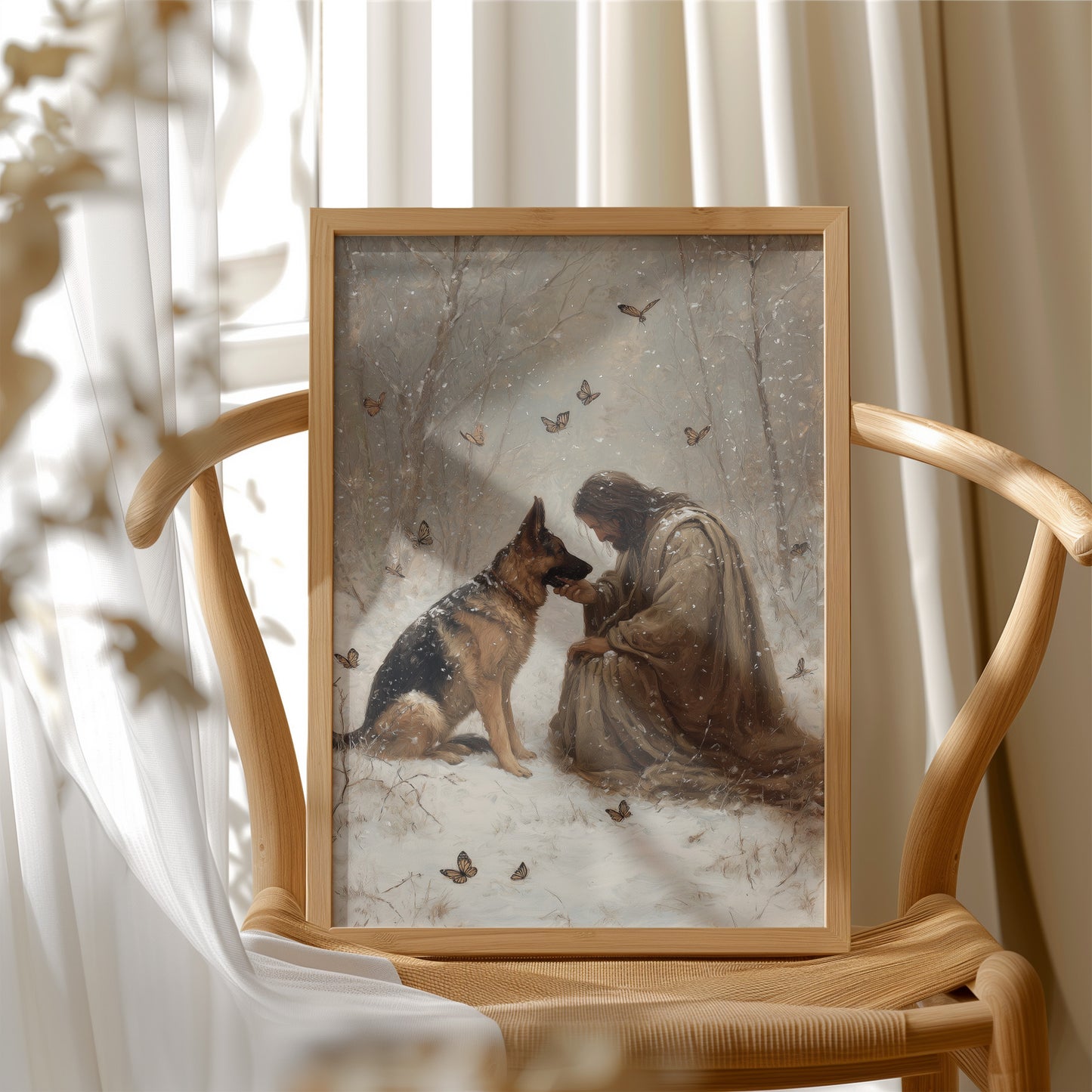 Winter's Bond Amid Dancing Butterflies