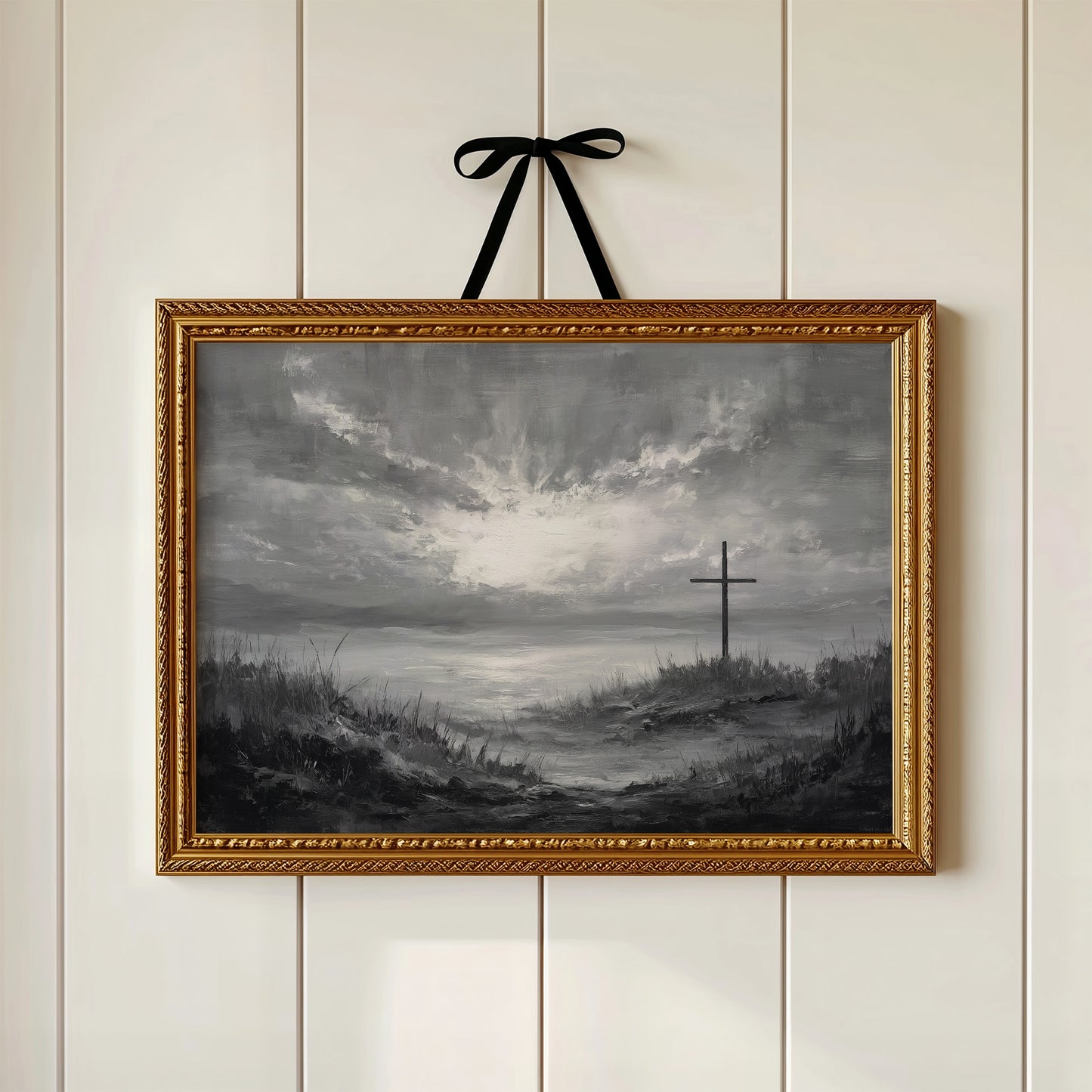 Solitary Cross Under Silver Skies