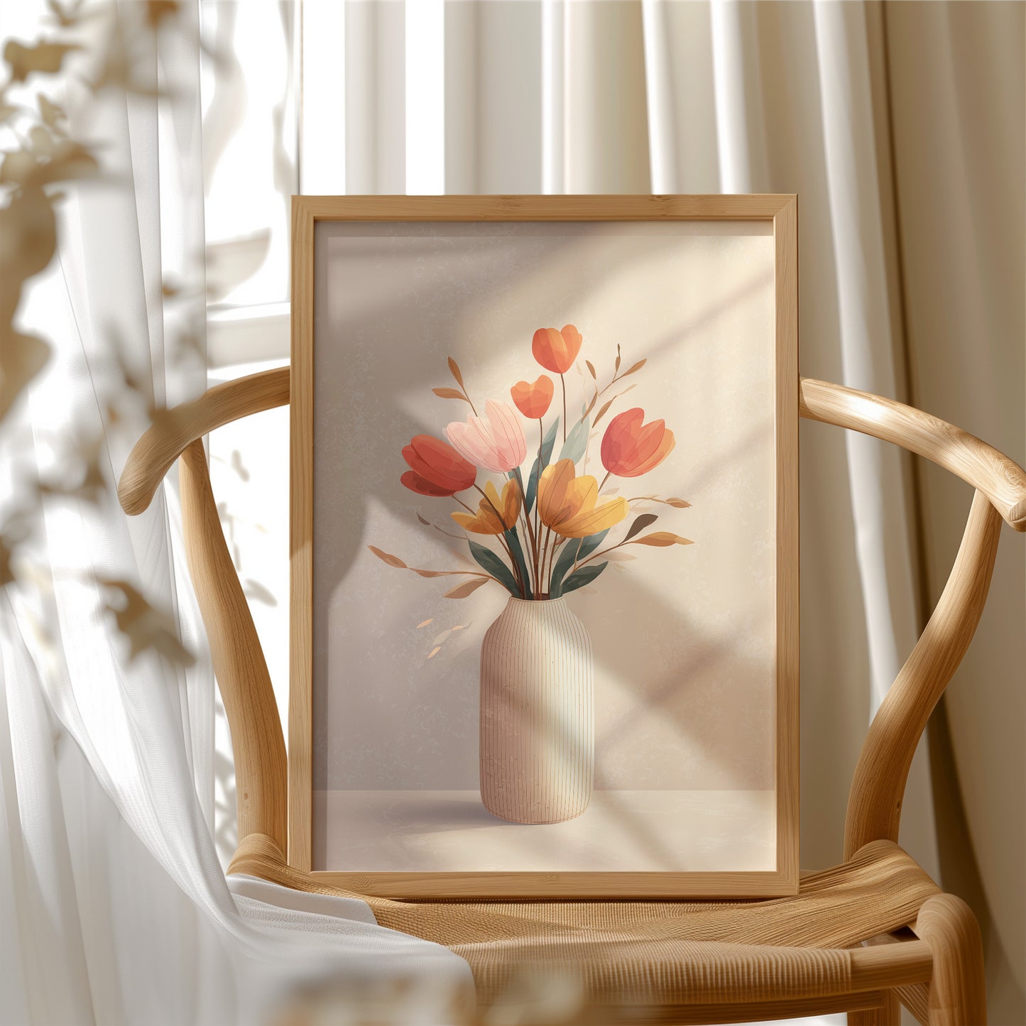 Sunlit Tulips in Minimalist Embrace