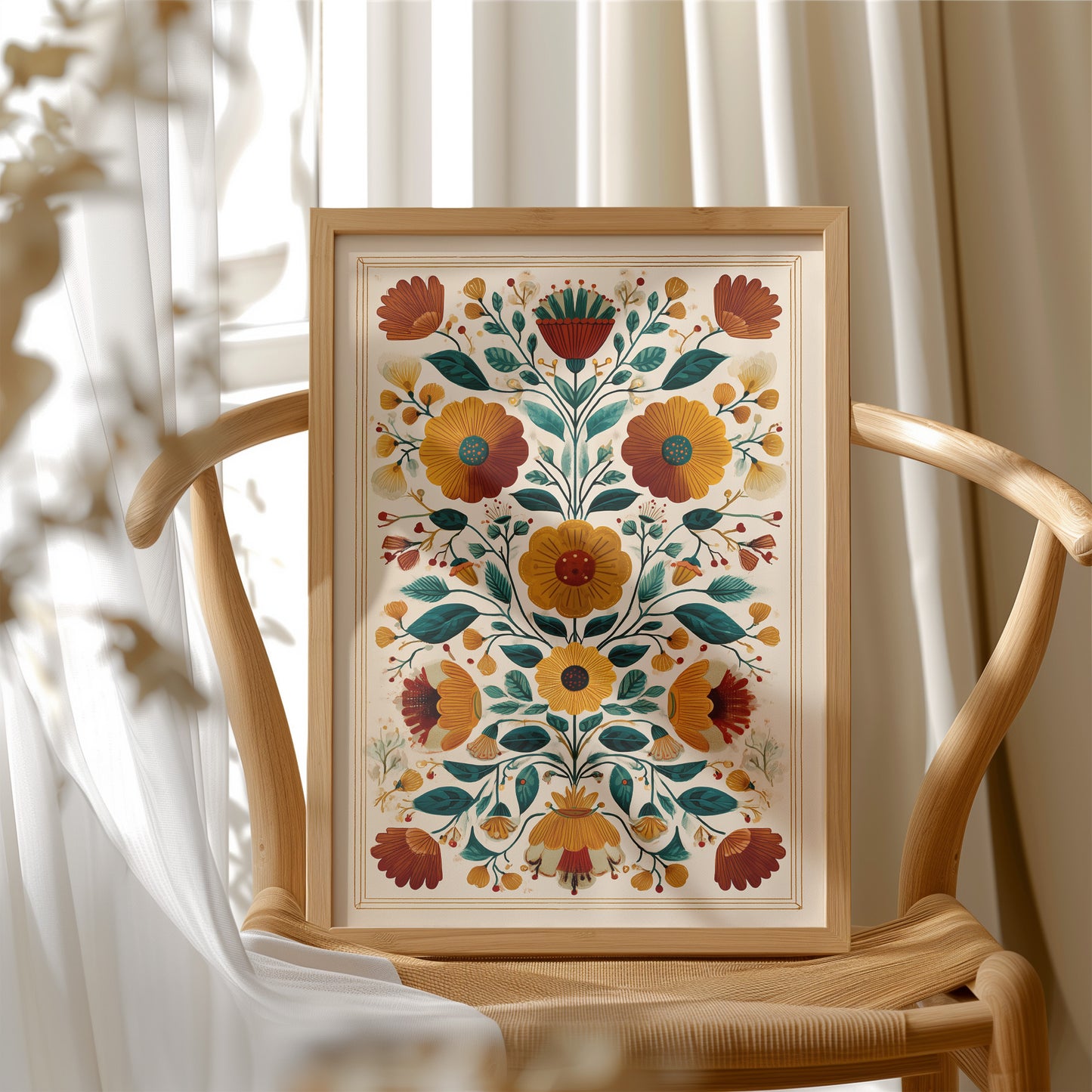 Symmetrical Garden: Autumn's Folk Tapestry