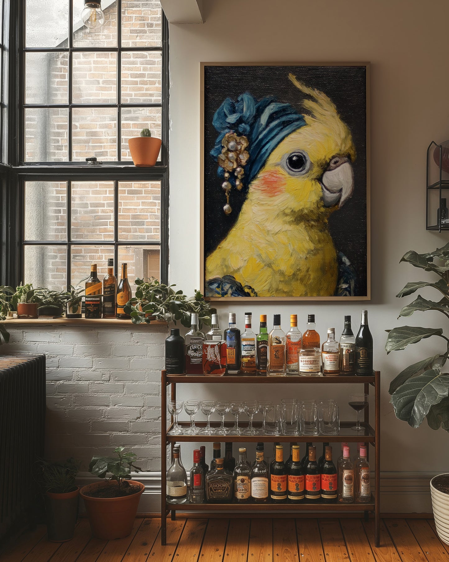 Royal Plumage: Cockatiel in Sapphire Turban