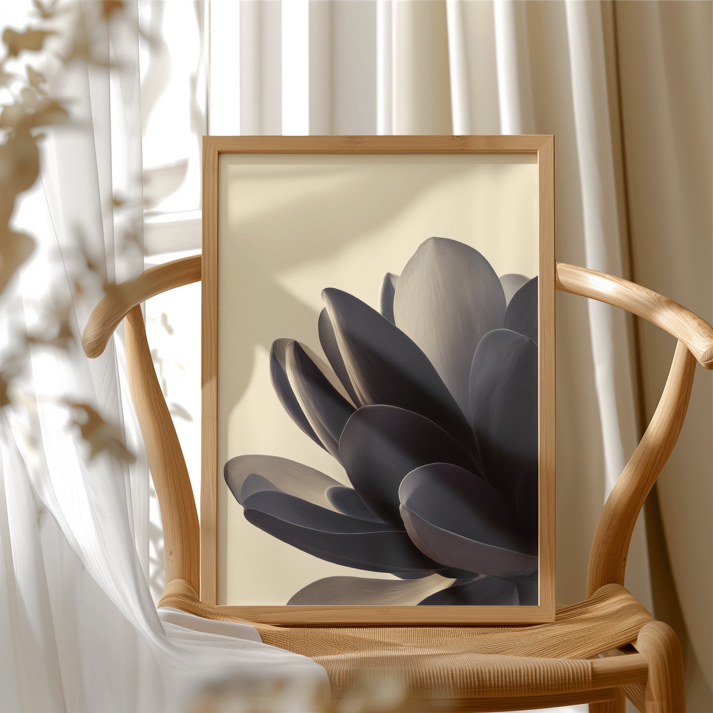 Midnight Petals in Cream Silence