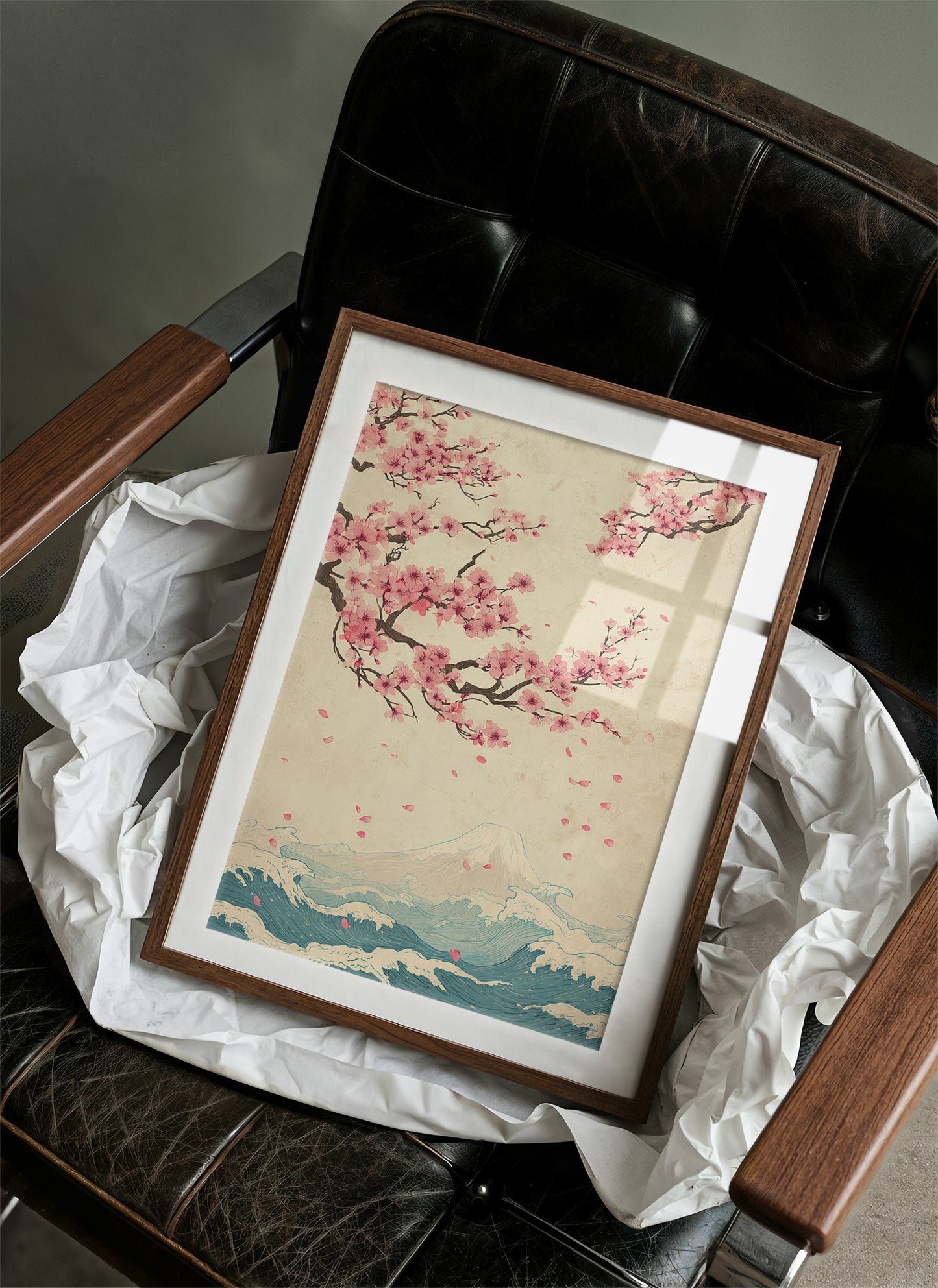 Cherry Blossoms Dance Above Waves