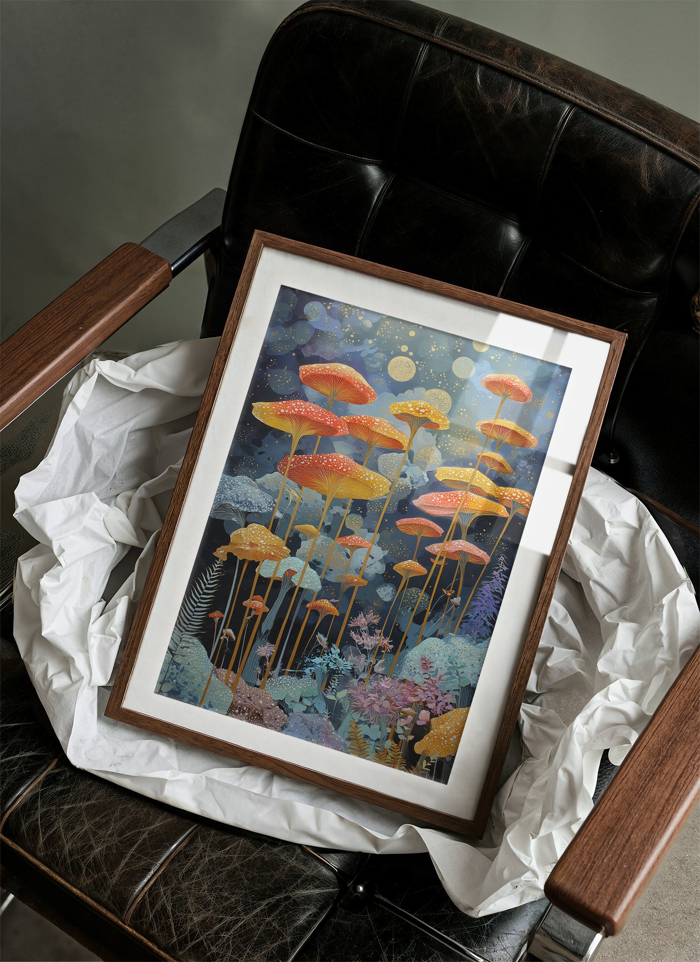 Luminous Mushrooms Dance Under Stars