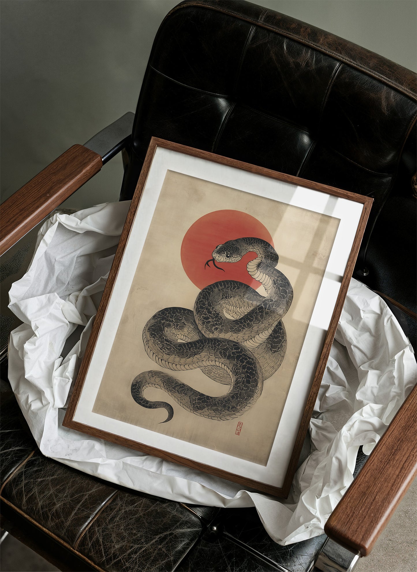 Serpent Coils Under Rising Sun