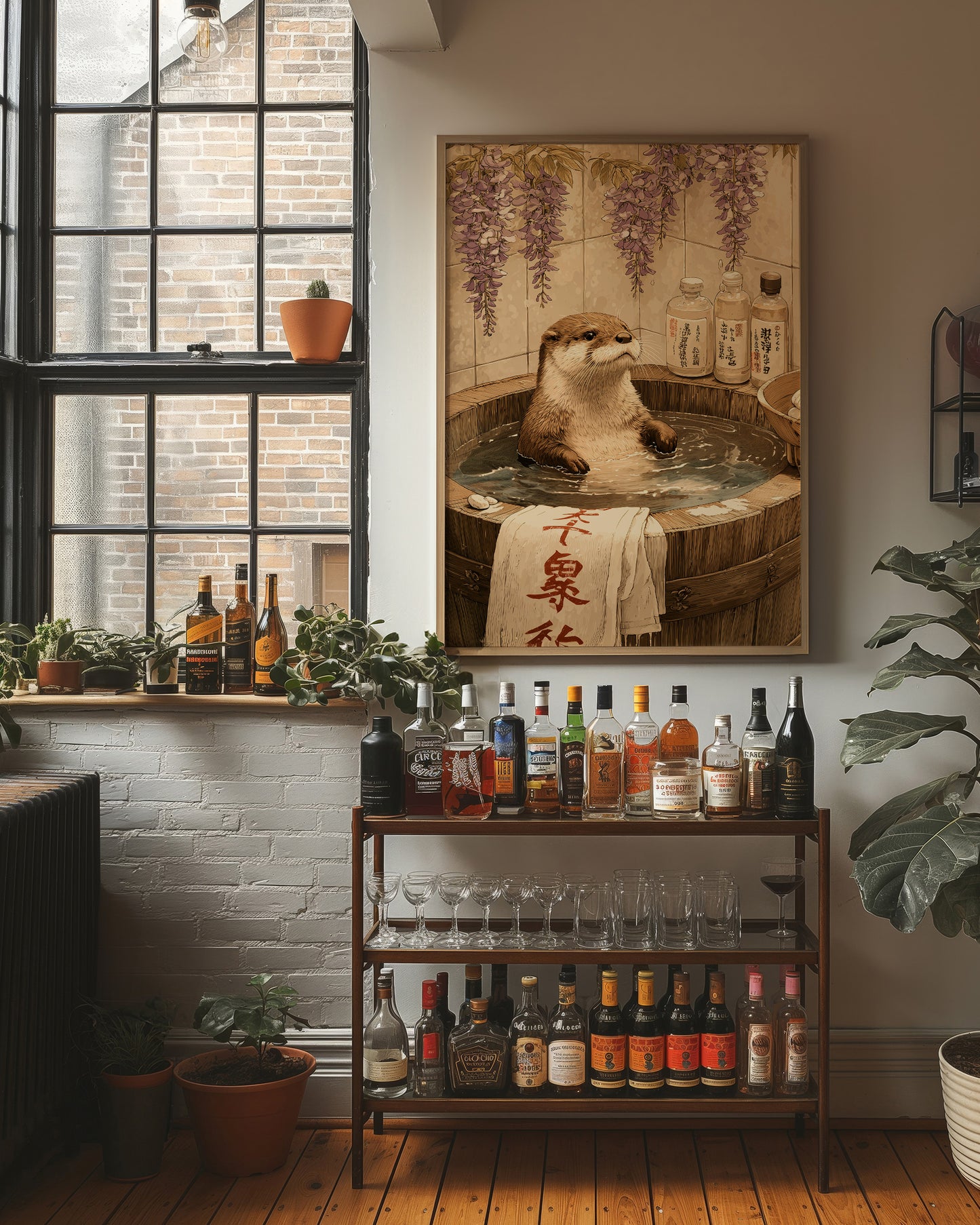 Otter's Bath Under Wisteria Blooms