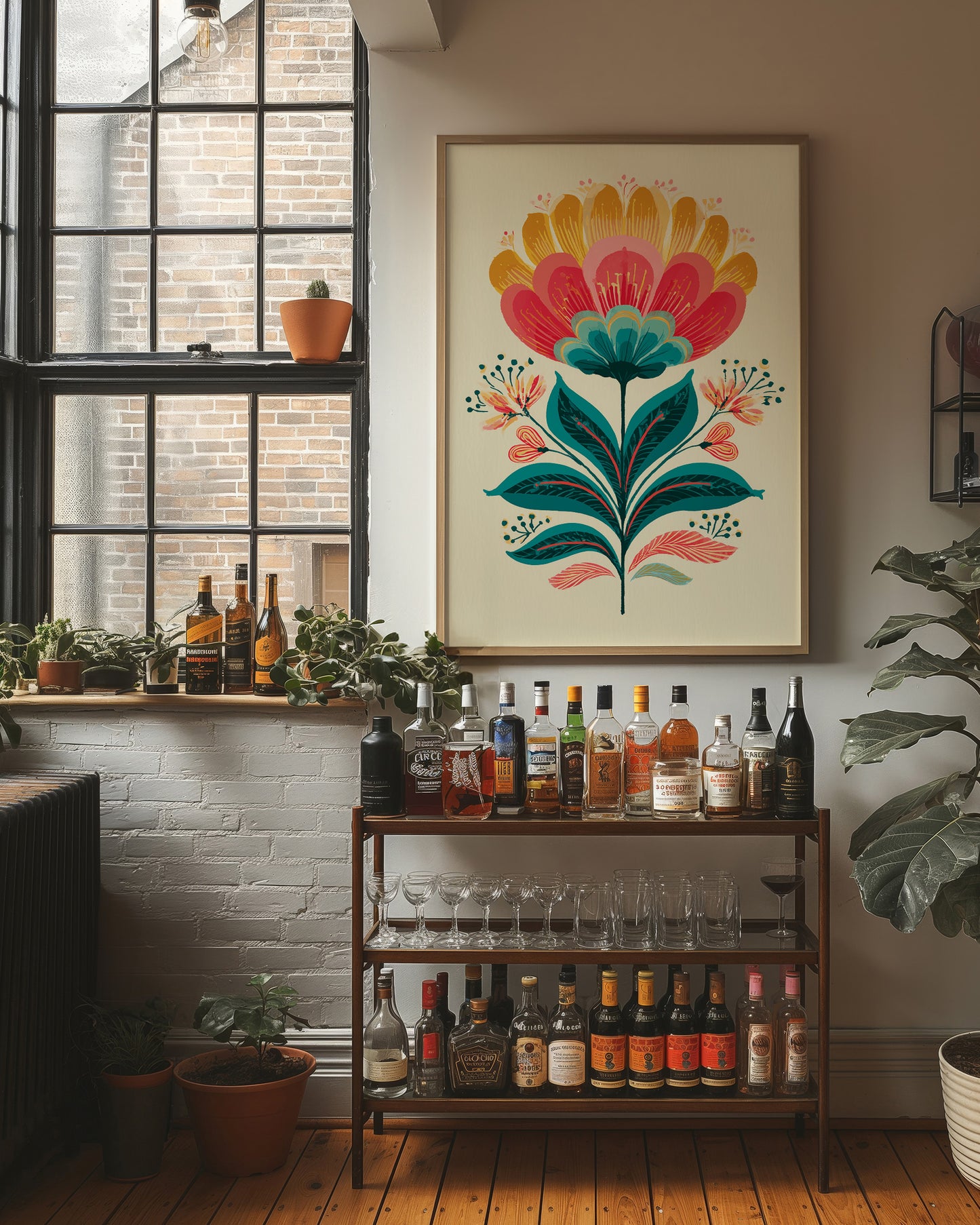 Folk Blossoms Dance In Turquoise Light