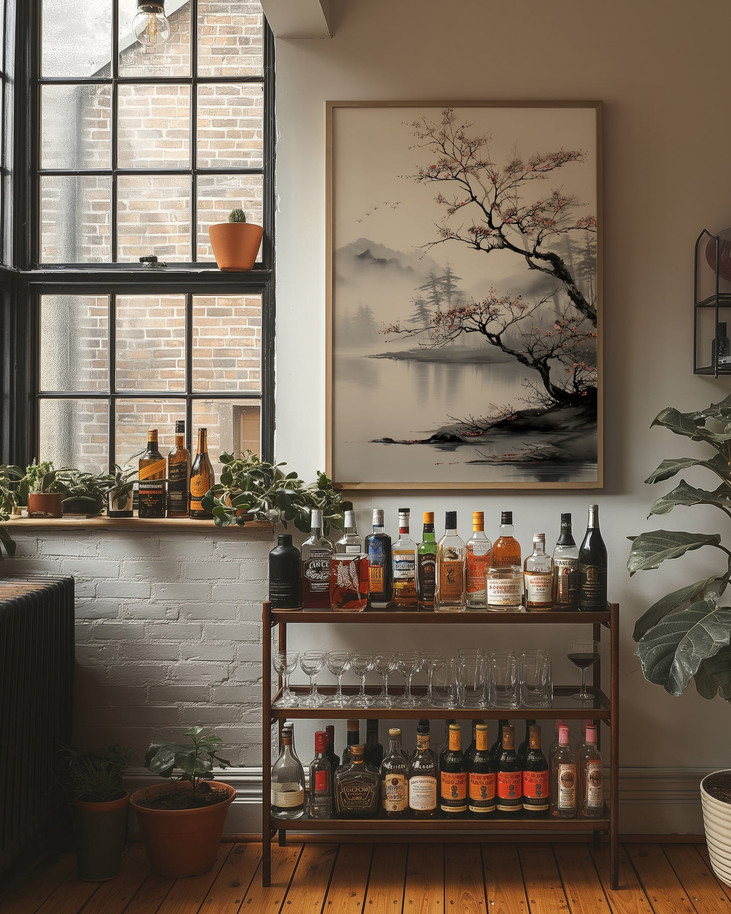 Cherry Blossoms Meet Misty Lake