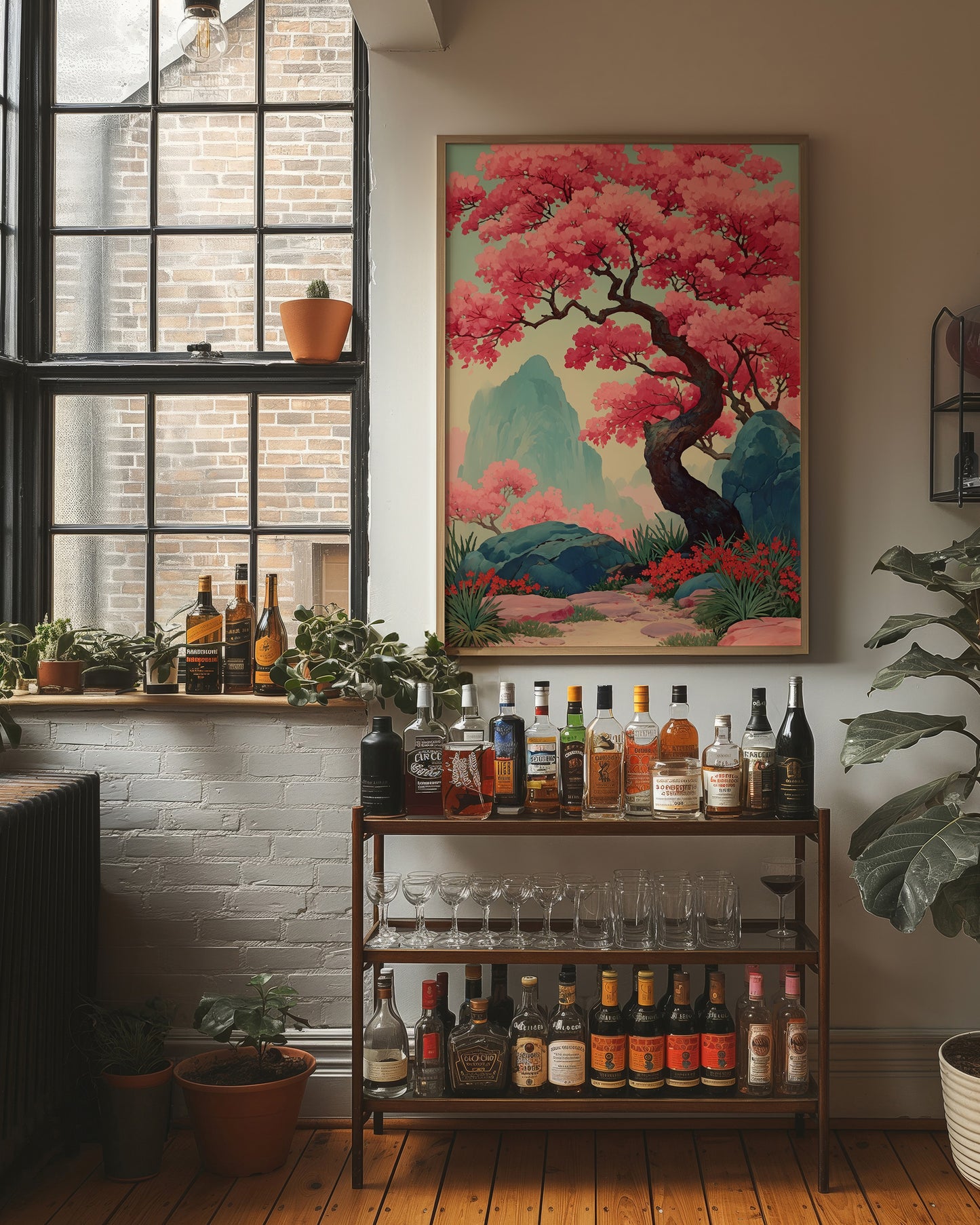 Cherry Blossoms Dance Above Mountains