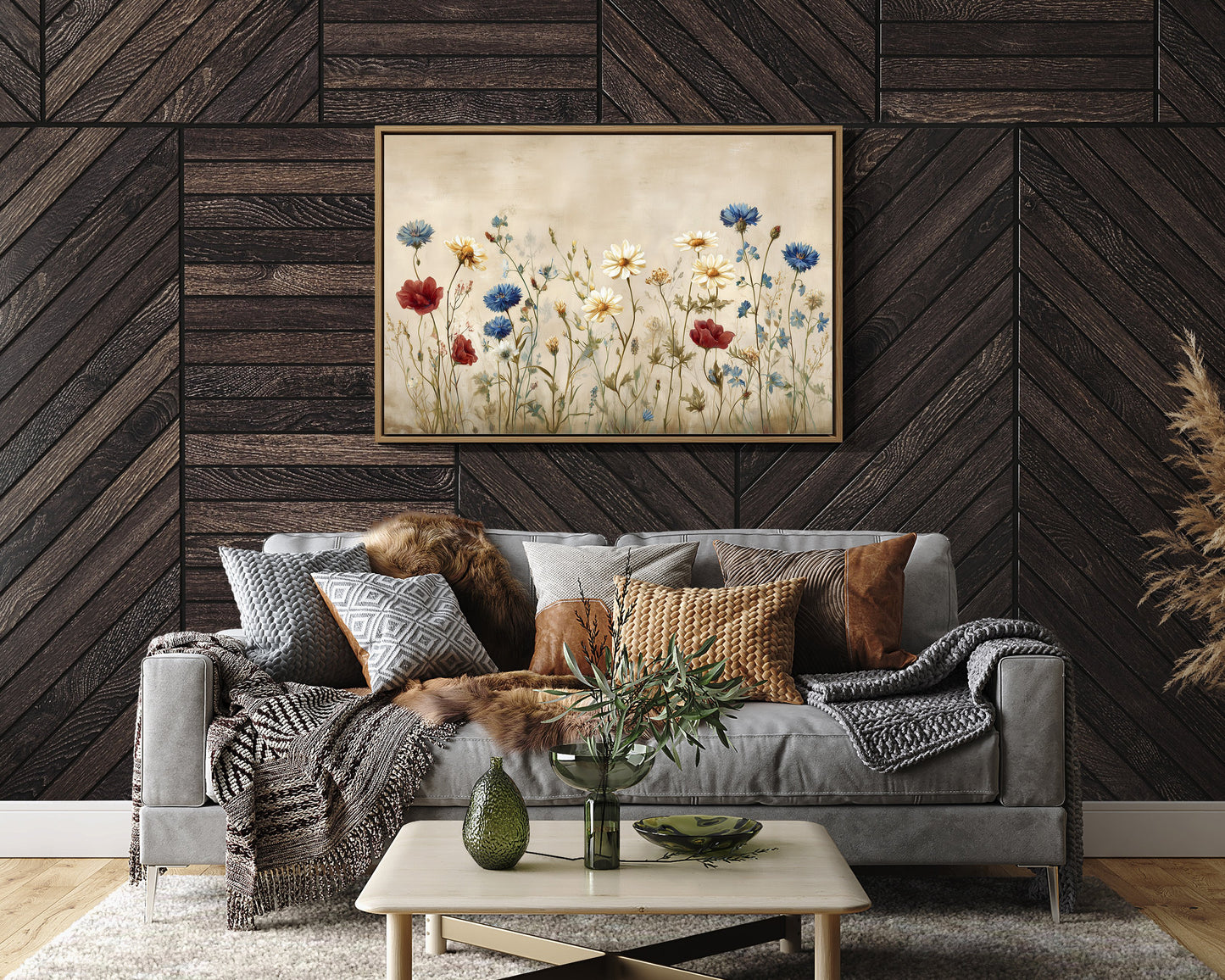 Field Blooms On Vintage Canvas
