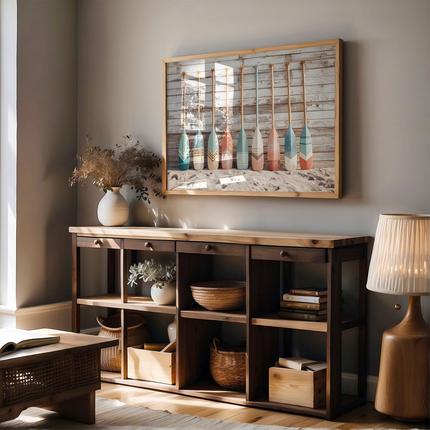 Painted Oars Await Summer Tides