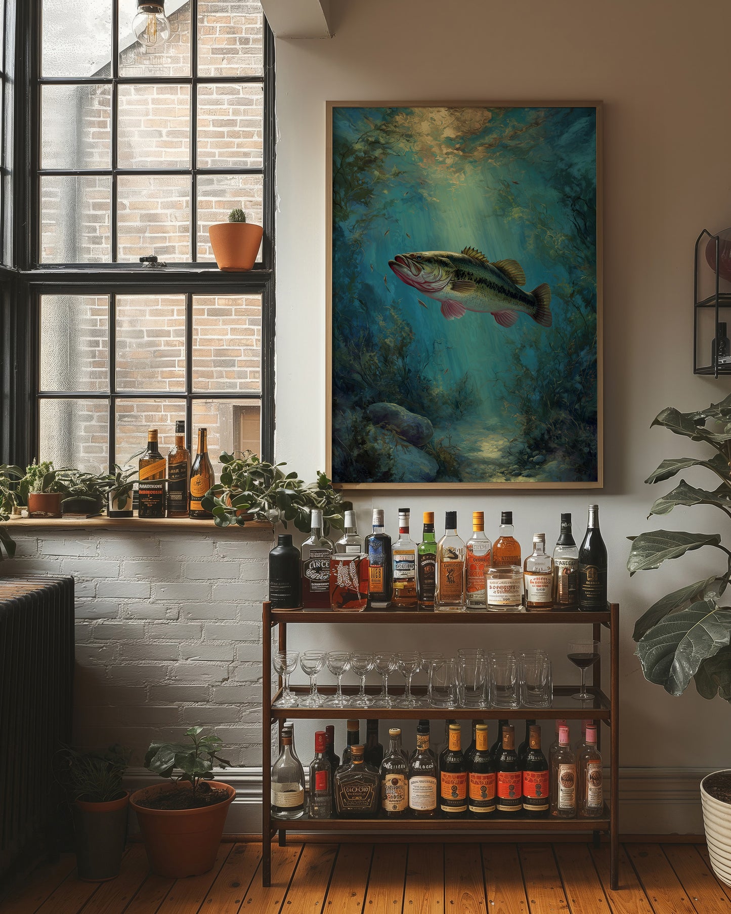 Sunlit Bass In Aqua Depths