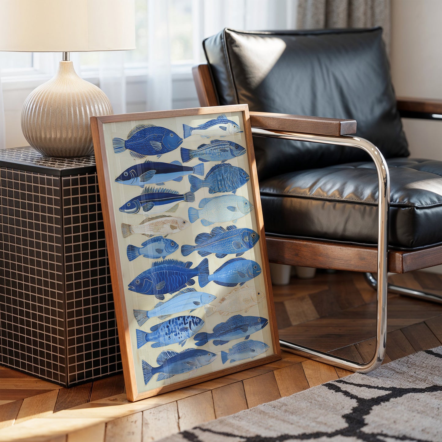 Indigo Currents Swim Against Canvas Tide