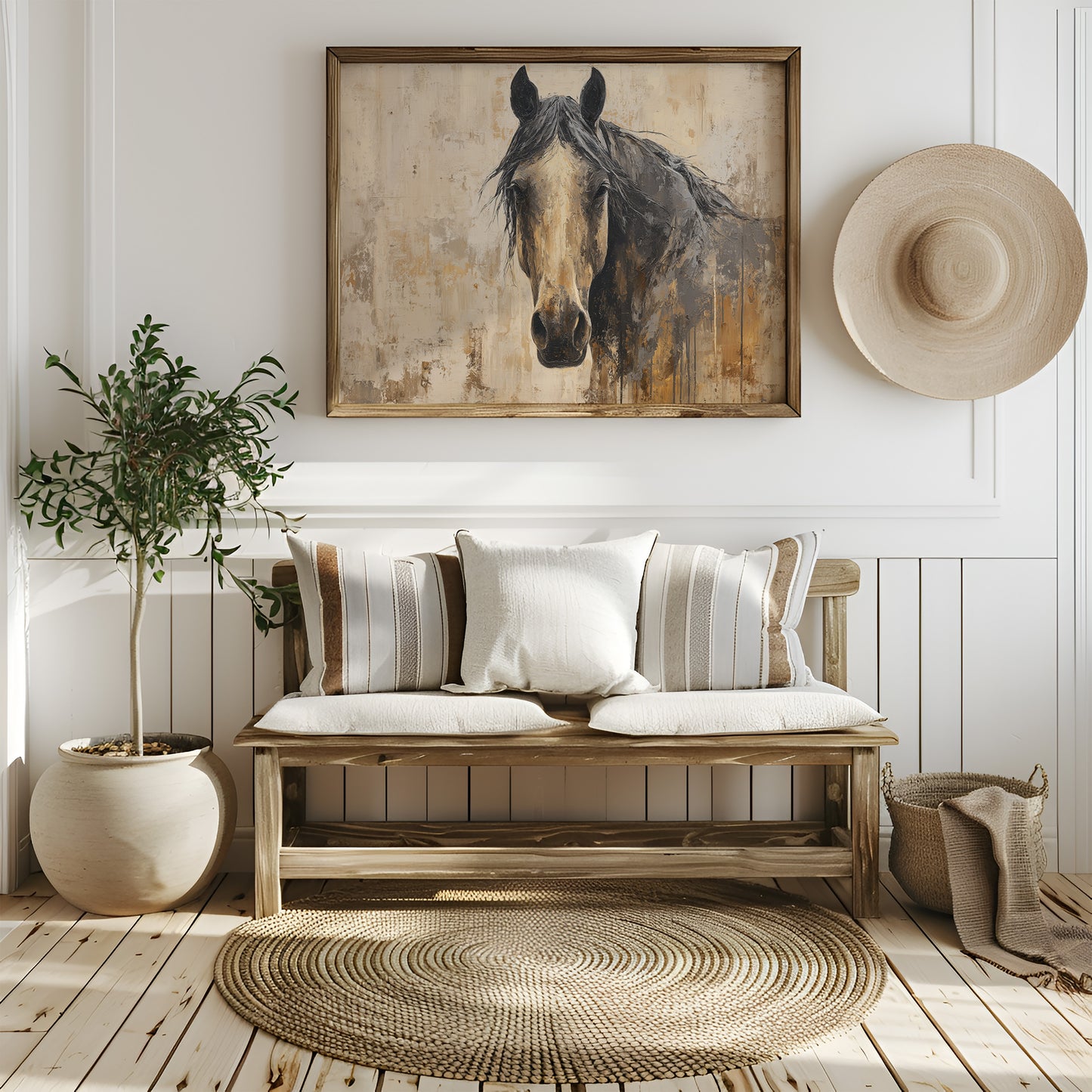Noble Gaze Through Weathered Canvas