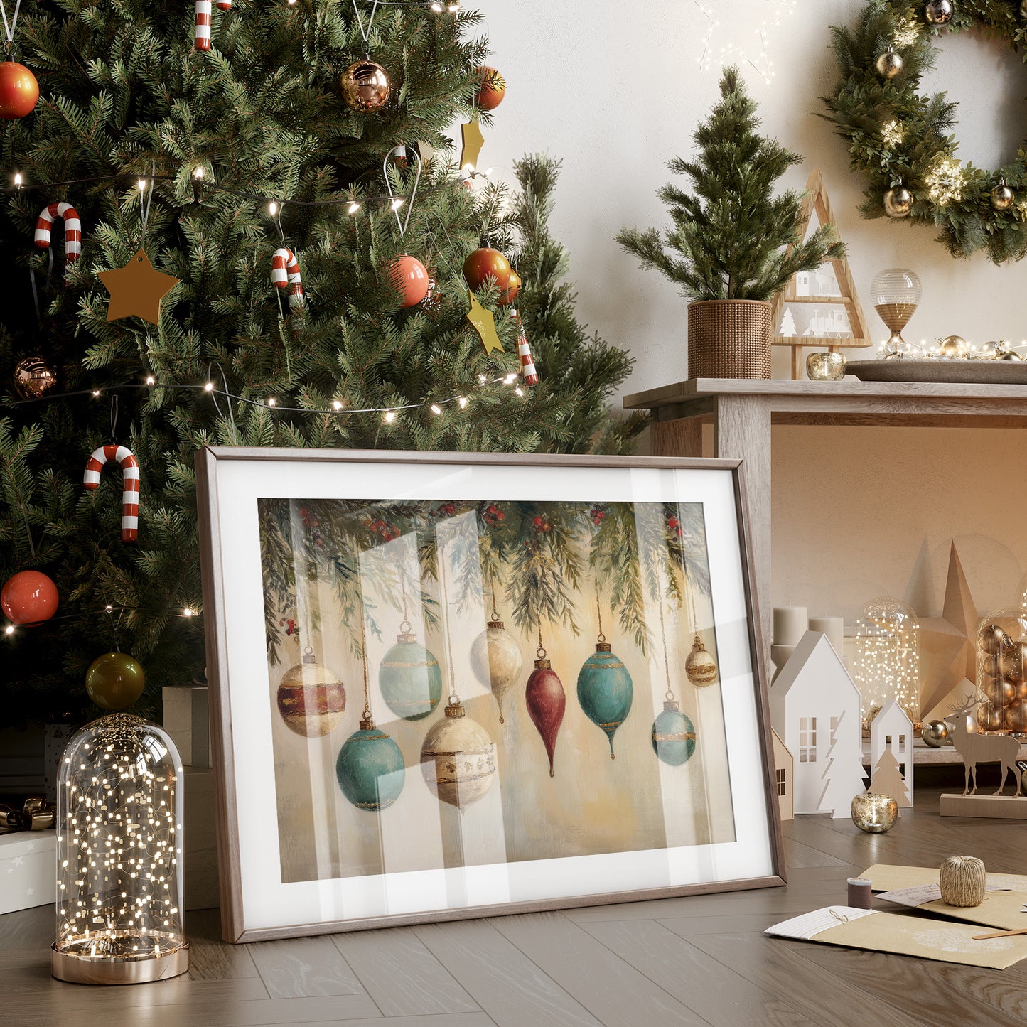 Evergreen Symphony of Vintage Ornaments