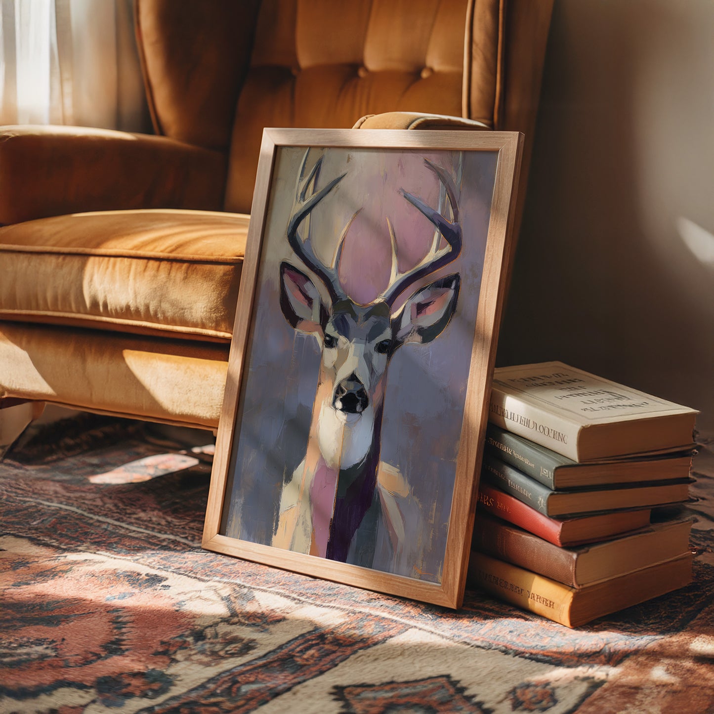 Majestic Gaze: Stag in Pastel Abstraction