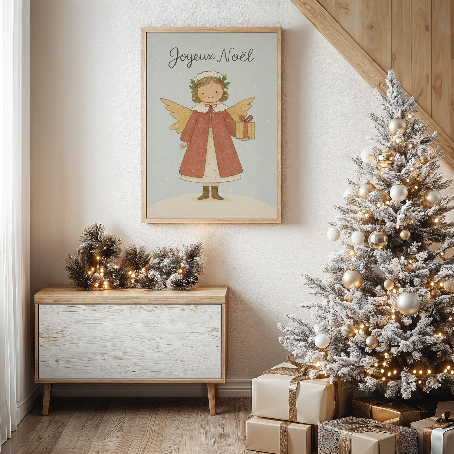 French Holiday Angel Brings Gifts