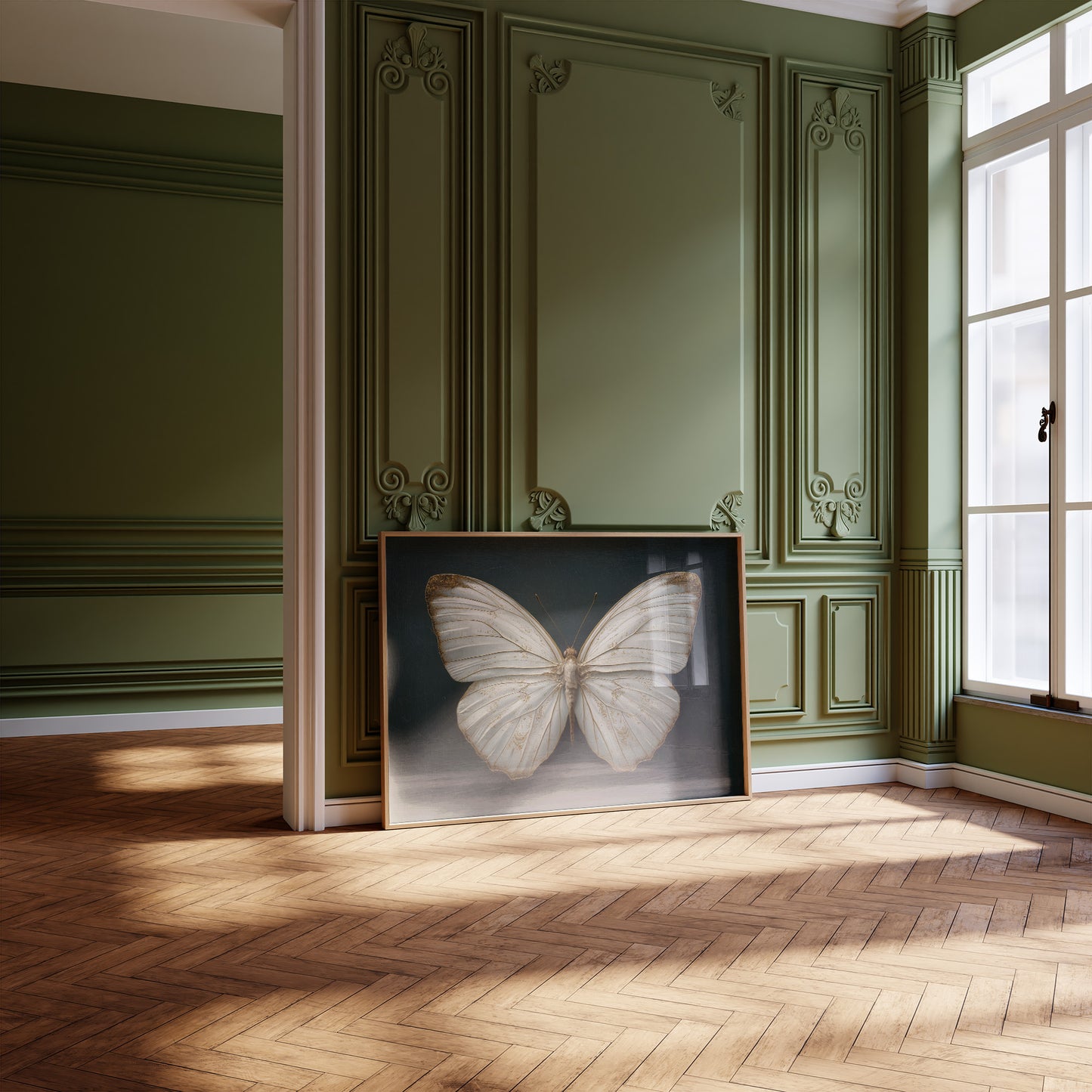 Ivory Wings Against Midnight Blue