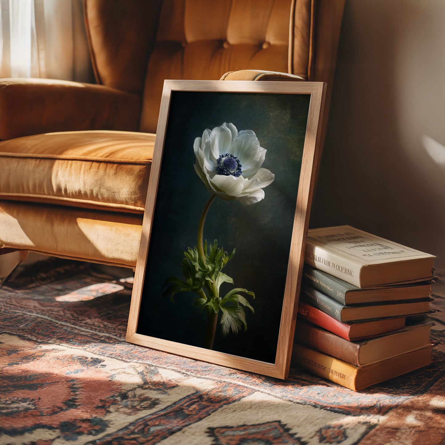 Lone Anemone Against Dark Depths