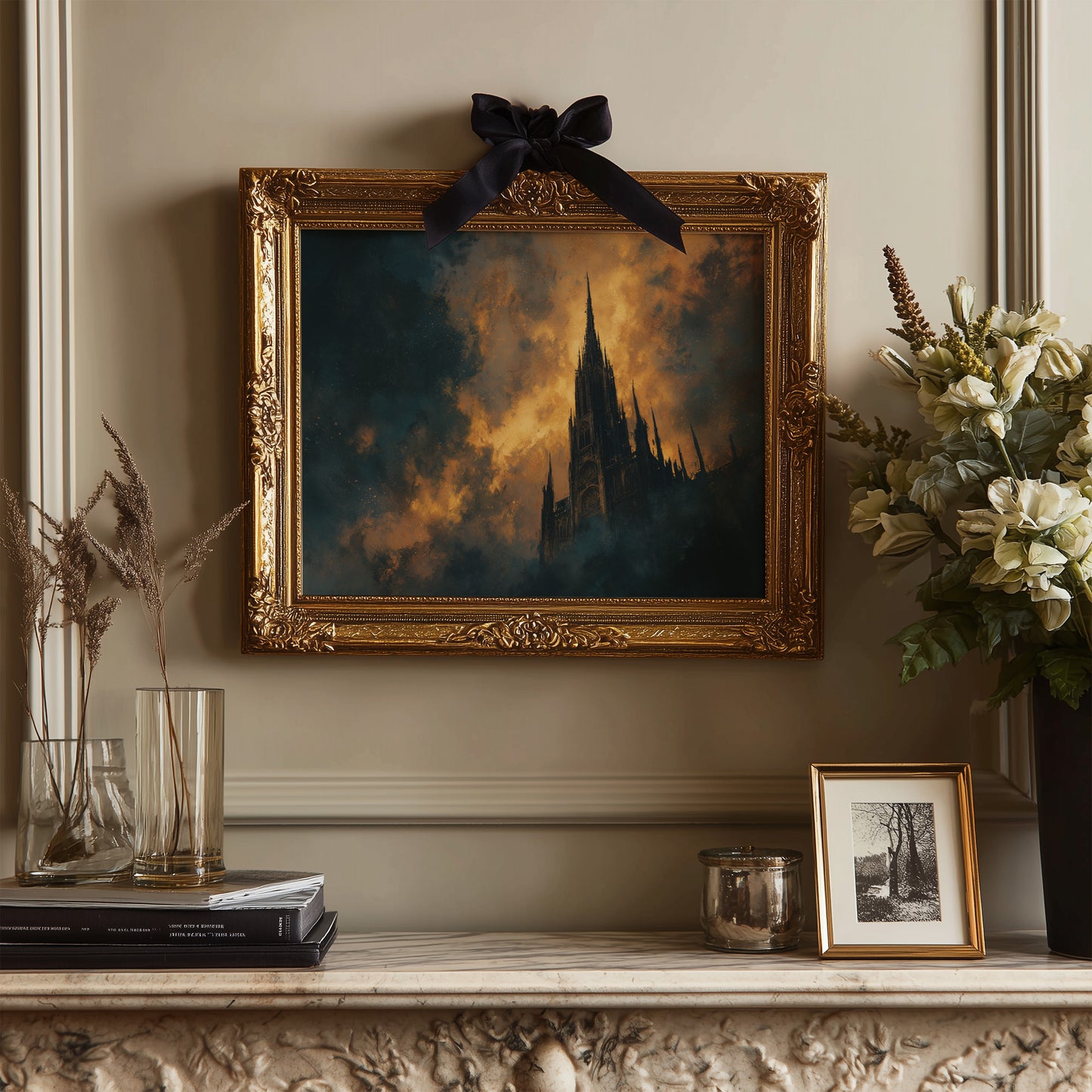 Cathedral Rises Through Amber Sky