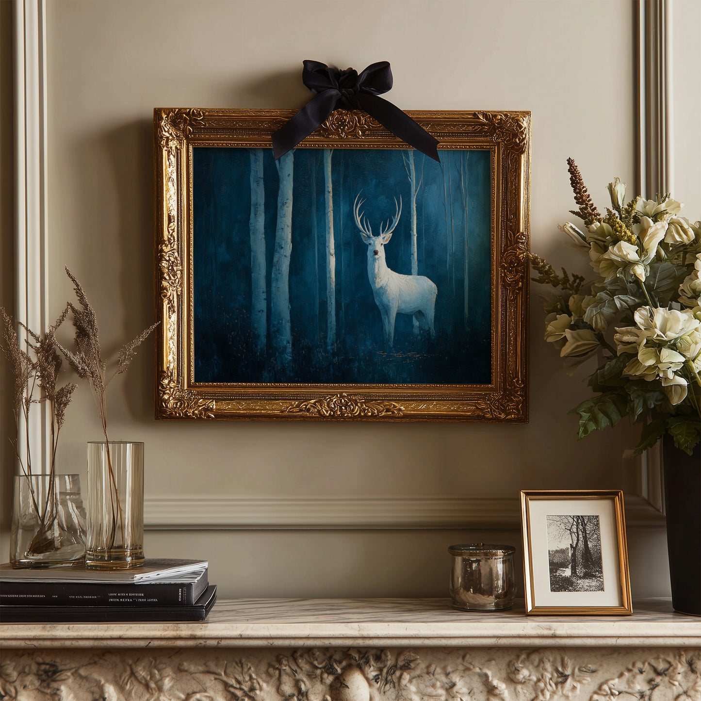 Frost Stag In Midnight Forest