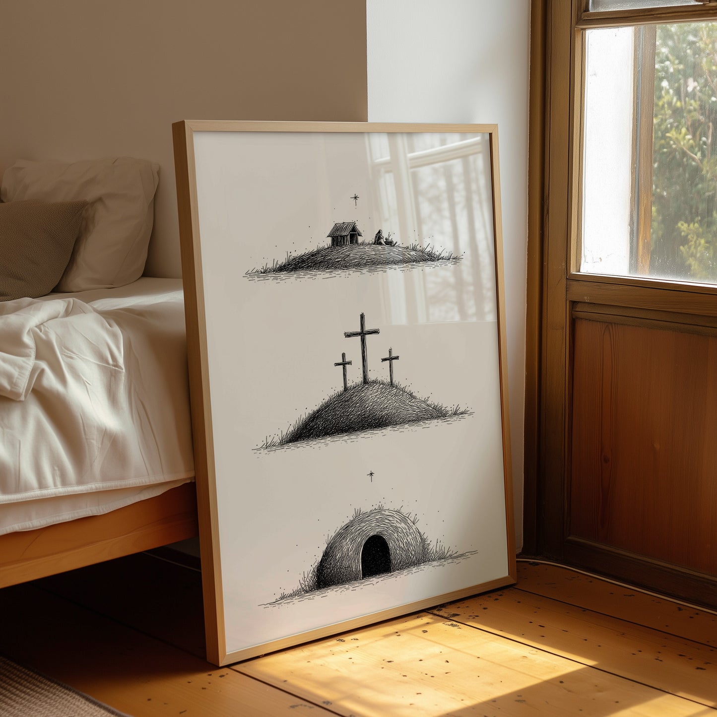 Nativity Told In Three Hills