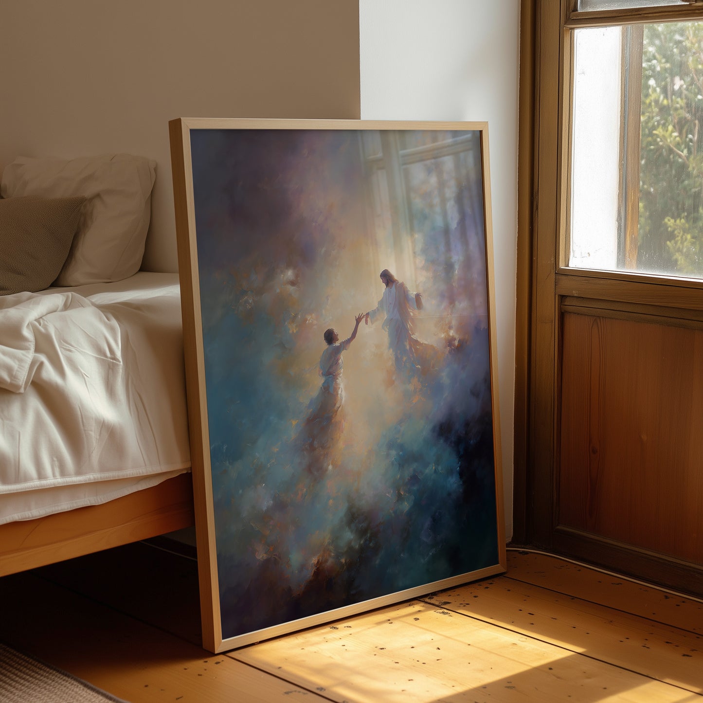 Celestial Embrace Through Luminous Clouds