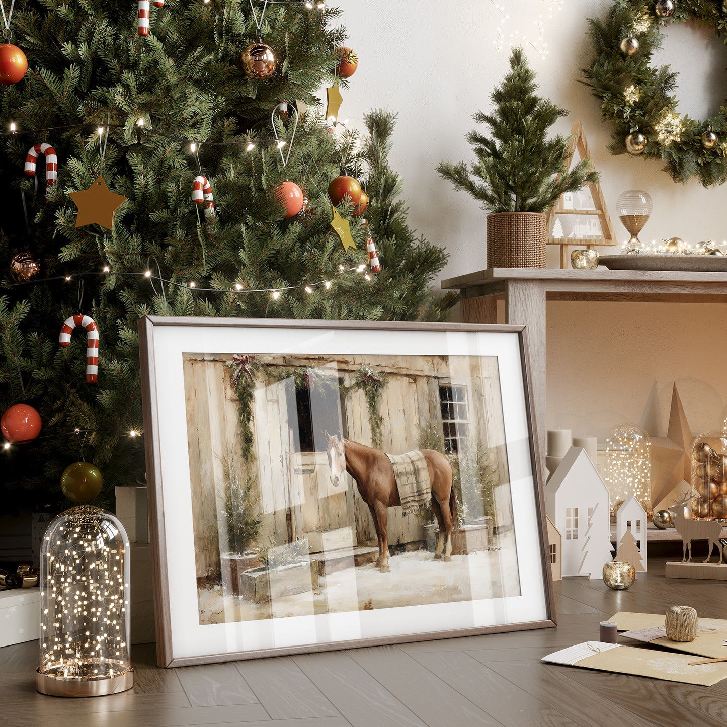 Festive Steed Awaits December's Journey