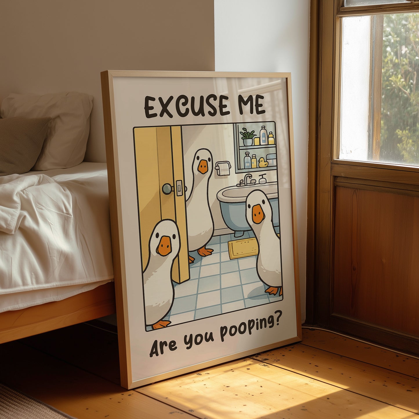 Bathroom Invasion: A Fowl Interruption