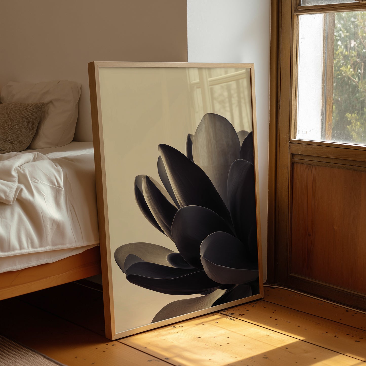 Midnight Petals in Cream Silence