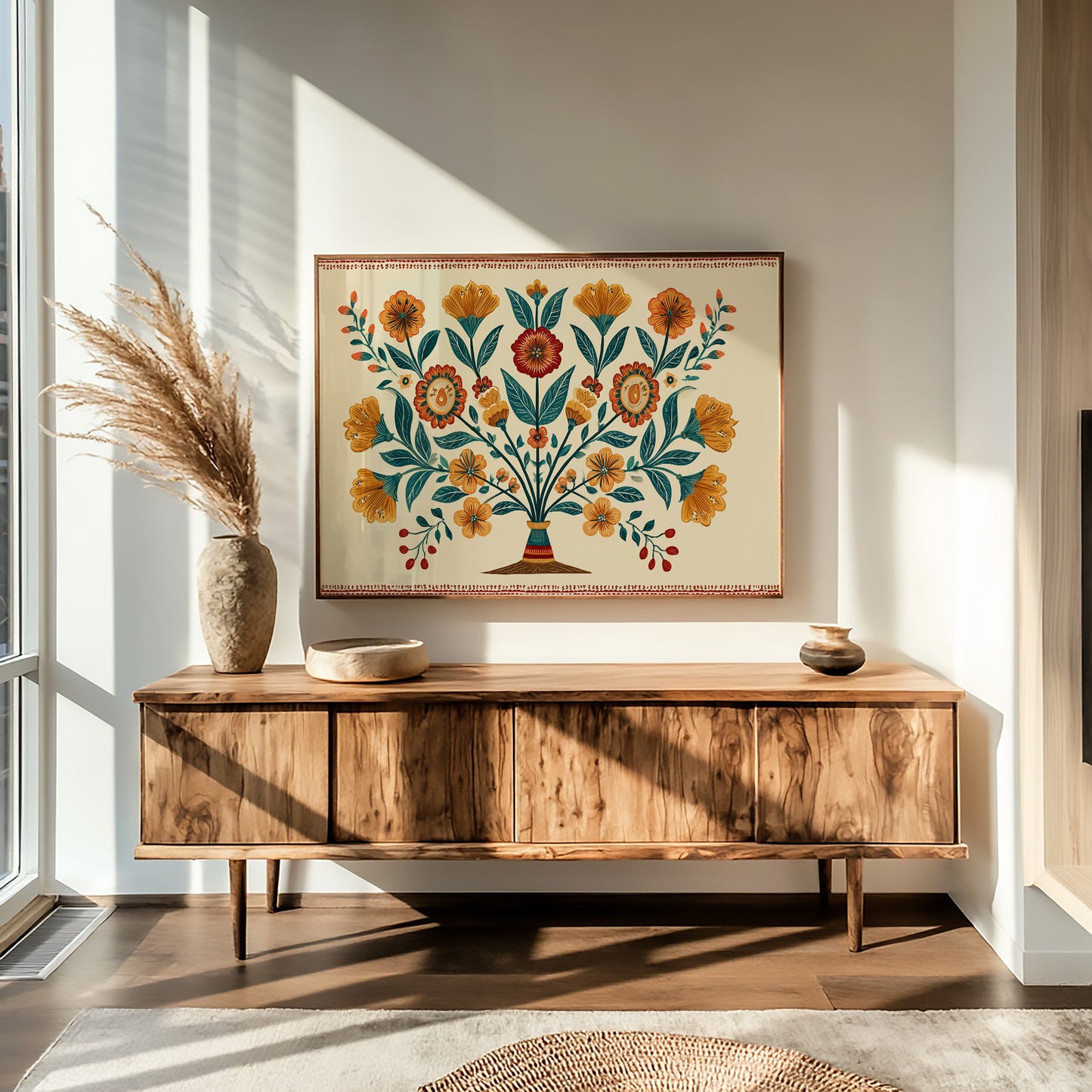 Amber Blooms in Folk Symmetry