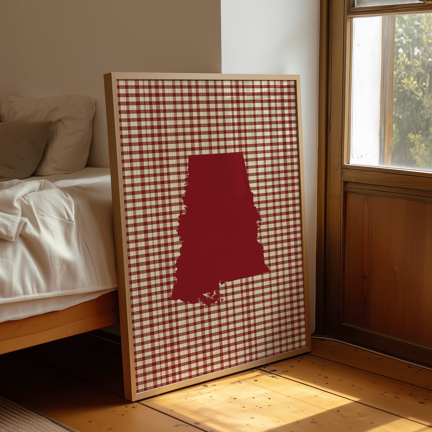 Alabama Crimson State on Gingham
