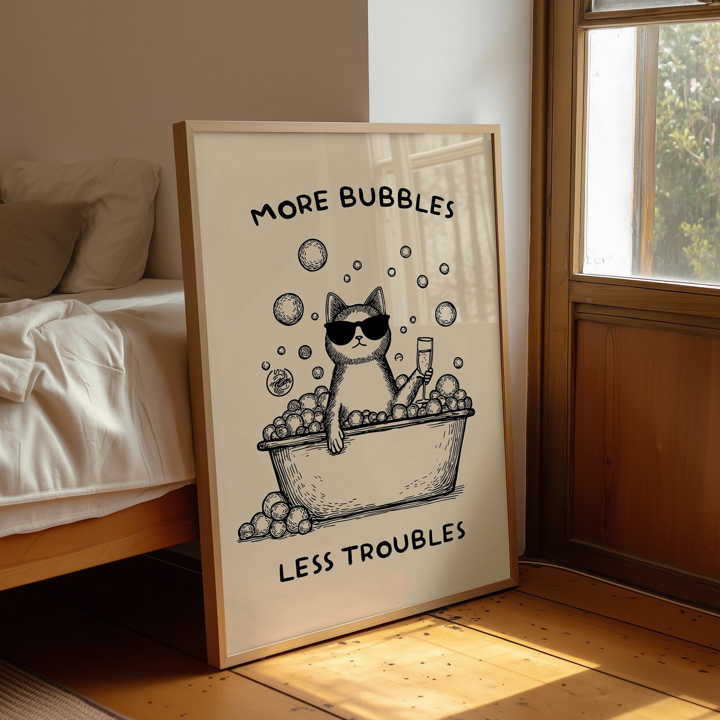 Feline Luxury: Champagne Bath Indulgence