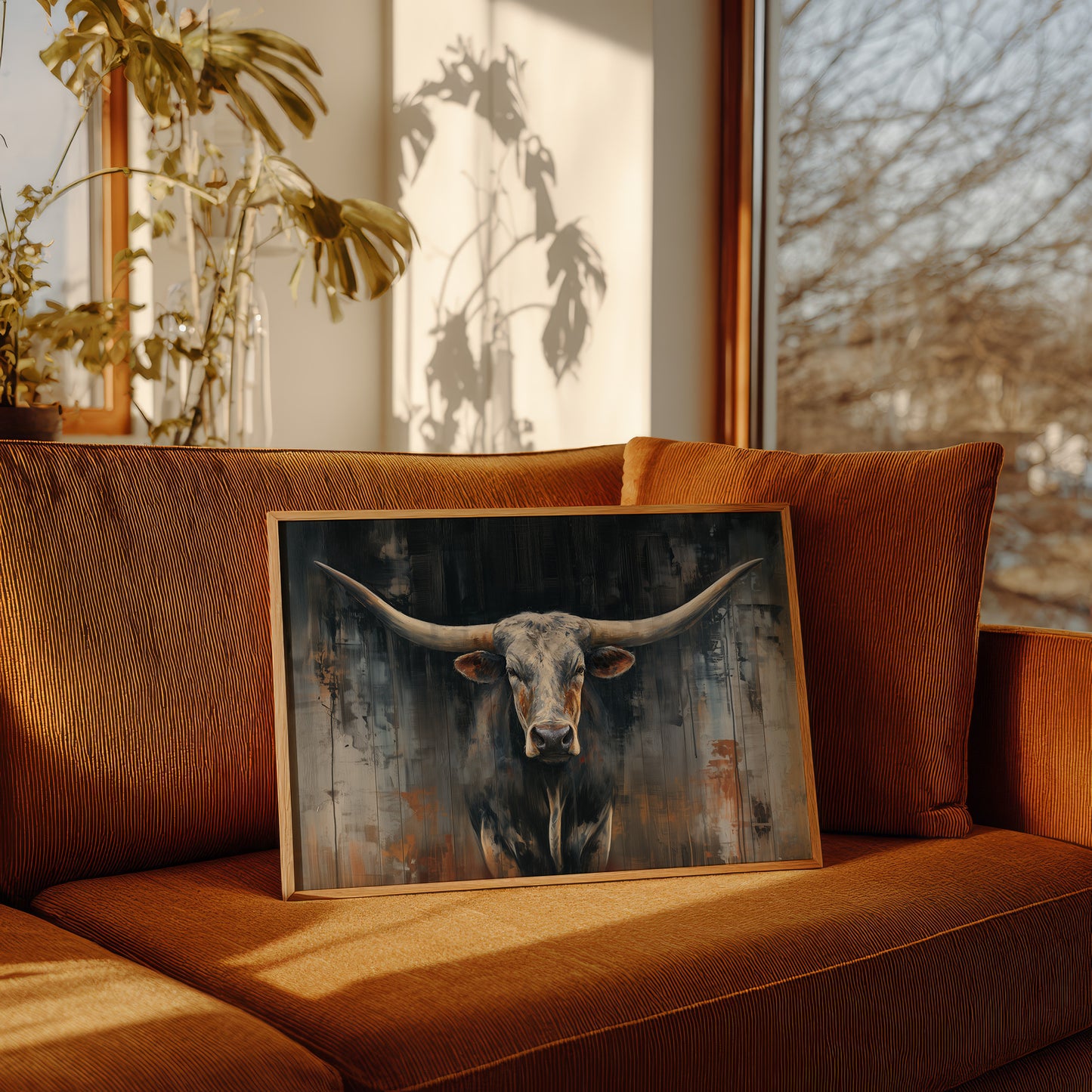 Majestic Horns Against Abstract Shadows
